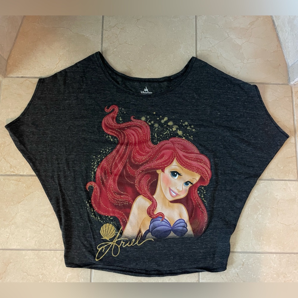 Disney Black/Graphite Sparkly Ariel Graphic Tee